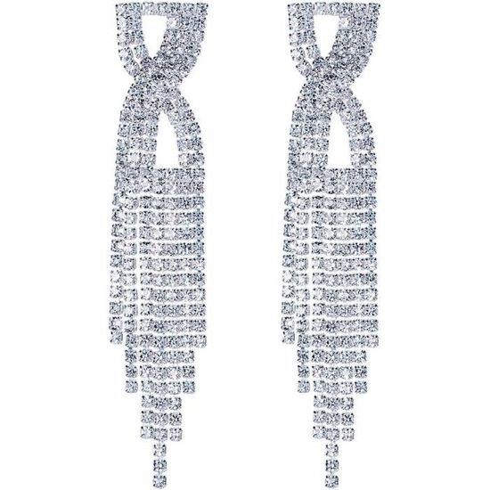 Boucles d'oreilles chaînes pendantes argent étoiles de nacre - Bouc