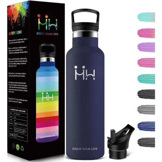 Gourde Isotherme 1l Avec Paille Gourde En Acier Inoxydable 2,2 L Avec Couvercle Magnétique, Sans BPA Gourde 1l Isotherme