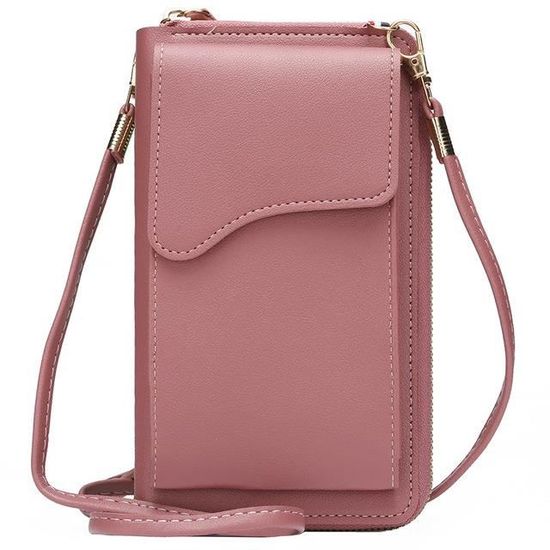 Sac à Main Téléphone Portable Pour Femme - Petit Sac Bandoulière En Cuir PU - Multi-compartiments - Sangle Réglable - 19x12x6,5 Cm