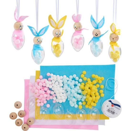 JOKILY Lot De 24 œufs De Pâques - Kit De Bricolage Pour Enfants - Pendentif De Pâques - Décoration Créative - Mélange & Match - Pendentif - Kit De