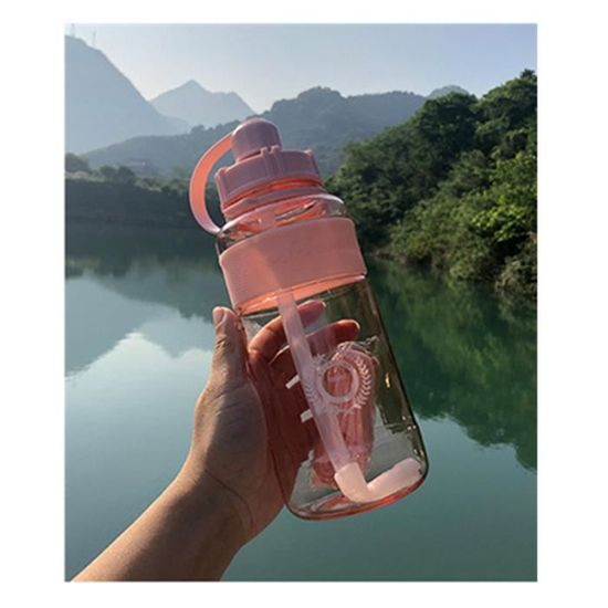 Gourde Pour Le Sport, Avec Paille, 700 Ml, Anti-fuite, Avec Marqueur De Temps, En Tritan, Sans BPA, Pour Filles, Garçons, école, Gym (bleu Orange