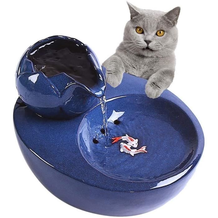 Fontaine à Eau En Céramique Pour Chat - 2,1L Silencieuse Avec Filtre Charbon - Blanche Et Élégante - 11