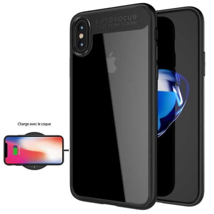 Coque iPhone X TPU Noir Hybrid Protection Anti Choc