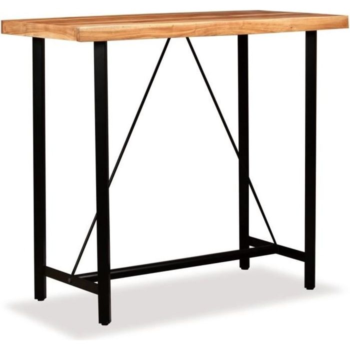 Table de bar Table haute Bois massif de Sesham - Style industriel - 120 x 60 x 107 cm