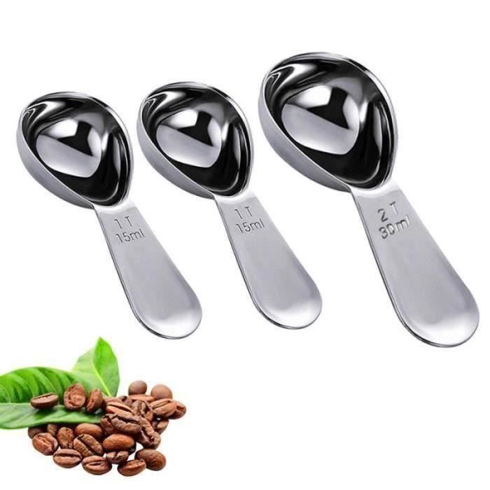 XX Lot de 3 CuillèRes à Café en Acier Inoxydable (15 Ml et 30 Ml) CuillèRes à Mesurer Exactes pour Grains de Café, Thé, Sucre