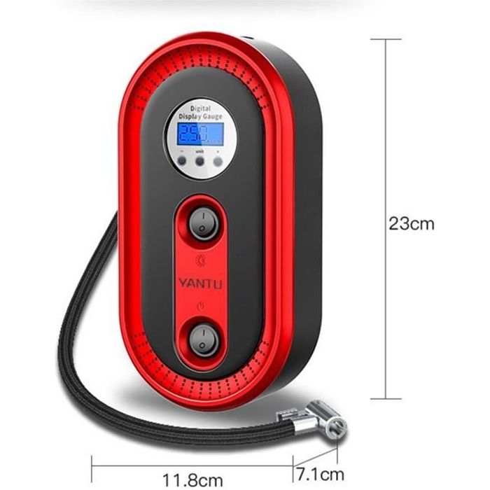 Compresseur d'air portable voiture, 12V 120W digital gonfleur de pneuavec lumière LED, jauge de pression numérique, moniteur LCD