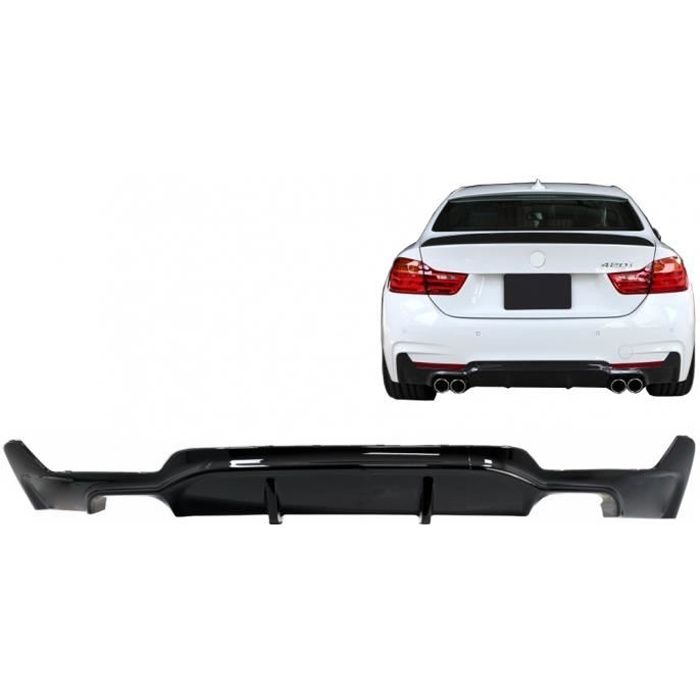Diffuseur Arrière pour BMW F32 F33 F36 2013+ 4 M Look Twin Double Noir Brillant