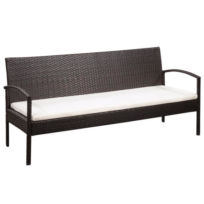 Canapé de jardin à 3 places - Sofa de salon Banquette de jardin Canapé Confortable avec coussins - Marron Résine tressée Nouveau