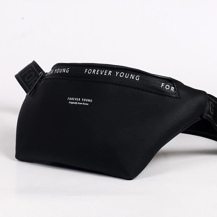 Sac banane,Femmes PU Fanny Pack grande capacité taille sac haute couture femmes poitrine bandoulière sacs - Type Black Waist Bag