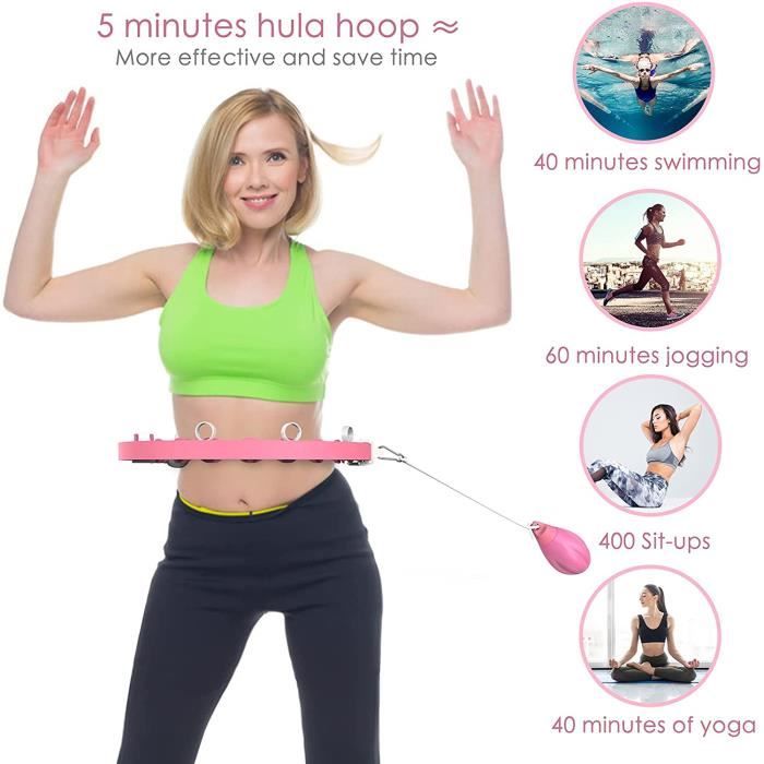 Hula Hoops Fitness,Réglable et Détachable,Weighted Hula Hoop avec Balle de Gravité,Fonction de Massage Fitness et de Perte de Poids
