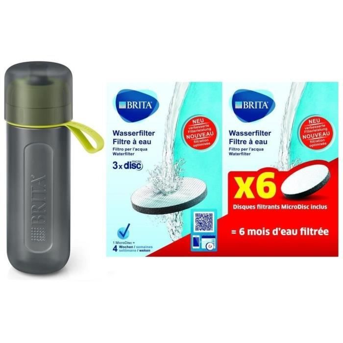 BRITA 1020330 - Gourde filtrante active 0,6L Verte + Pack de 7 Microdiscs filtrants