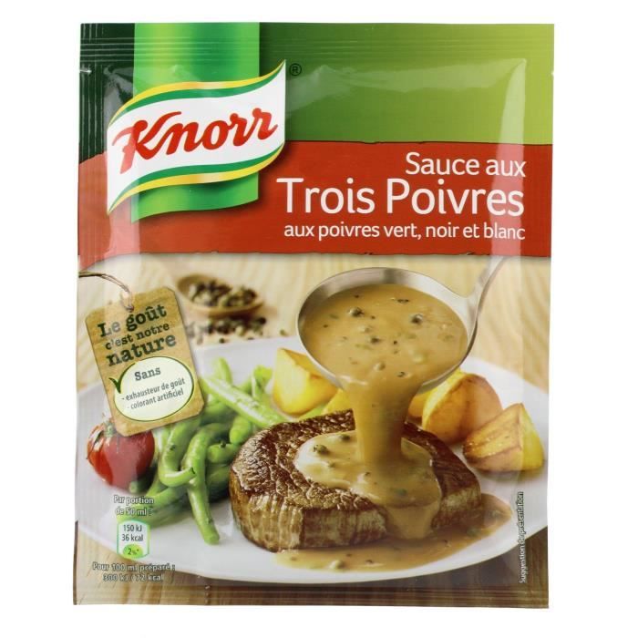 KNORR Sauce Déshydratée Poivres Vert Noir et Blanc - 32 g