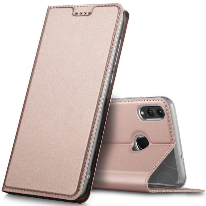 KuGi Huawei Honor 8X flip cover, Flip cover Etui Housse Coque Portefeuille pour Huawei Honor 8X, Rose Or