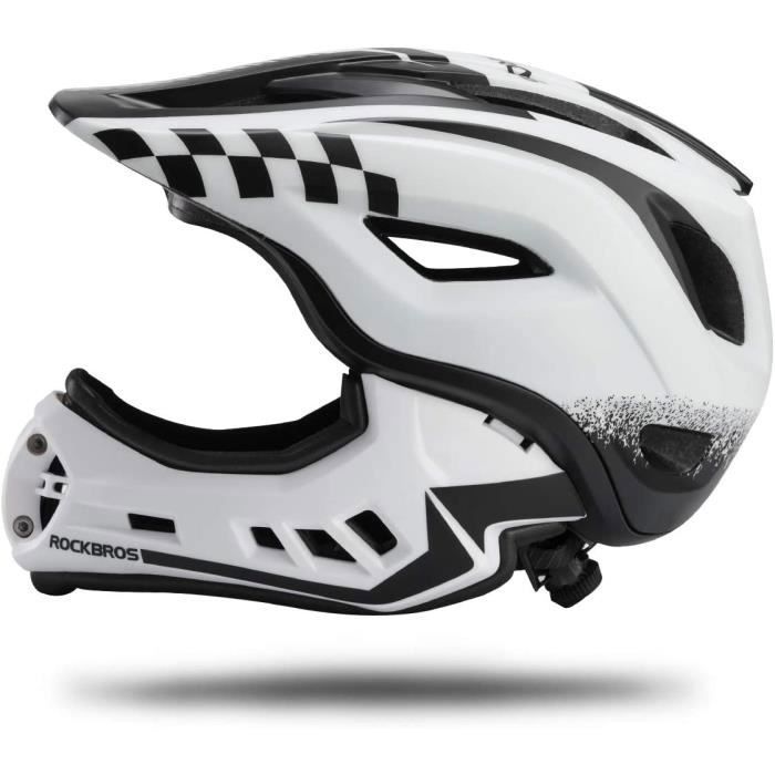 ROCKBROS Casque de Vélo Enfant Réglable, Casques 2-en-1 intégré d'enfant Vélo VTT, Anti-Choc Menton Protection Taille réglable