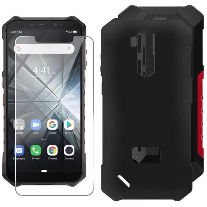 Coque Pour Ulefone Armor X5/ Armor X3 Noir + Verre trempé Protection écran, Souple Silicone étui Protecteur Bumper Housse Noir TPU