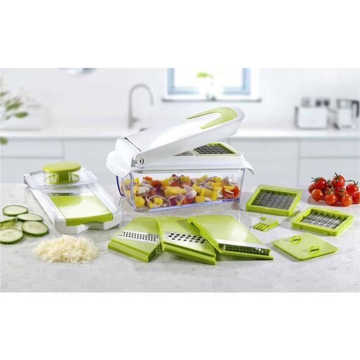 Mandoline Schmit 7 En 1 avec bac de 1.2 L - Blanc - Vert