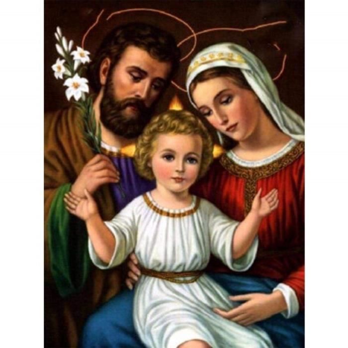 Peinture au diamant DIY Complet Diamant Broderie Religieux Famille 5D Diamant Point De Croix Portrait Diamant Peinture D