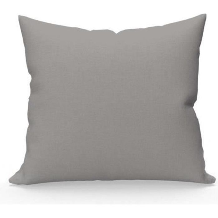 Taie d'oreiller coton uni gris SOLEIL D' OCRE