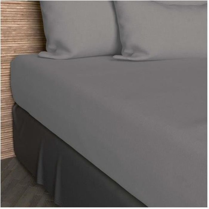 Drap housse 160x200 cm coton uni gris
