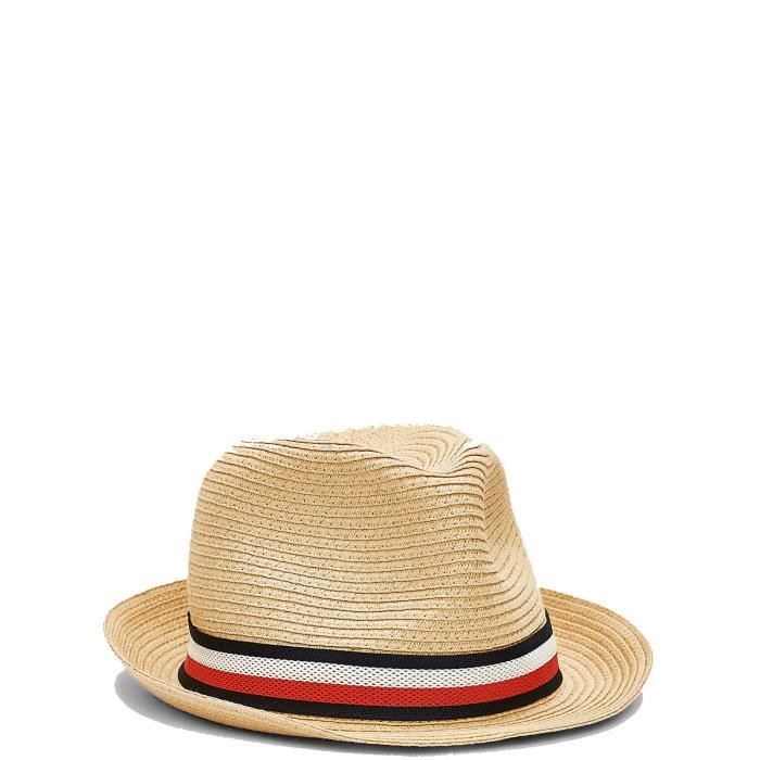Chapeau en paille tissée Tommy Hilfiger ref_48984 Nature Beige