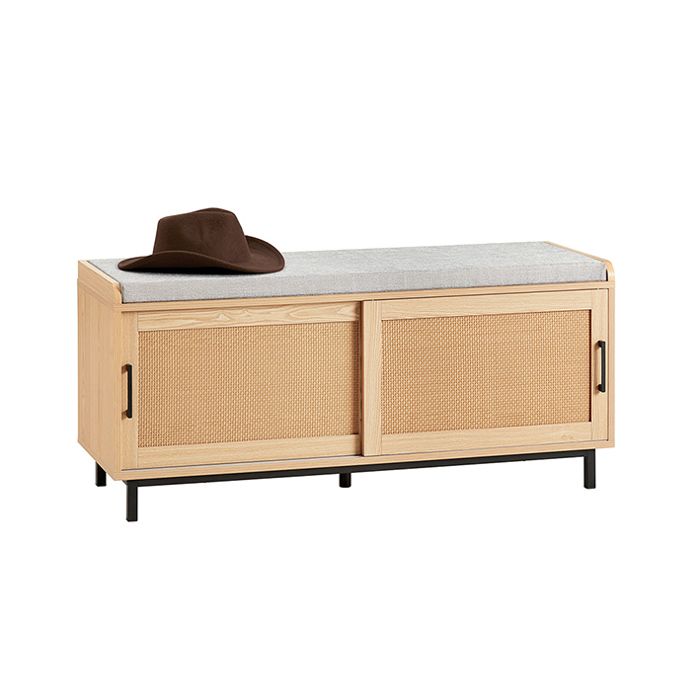 Banc de Rangement FSR154-N SoBuy Meuble de Rangement pour Entrée avec Coussin Rembourré - Façades Rotin Tissé - 110 x 40 x 49