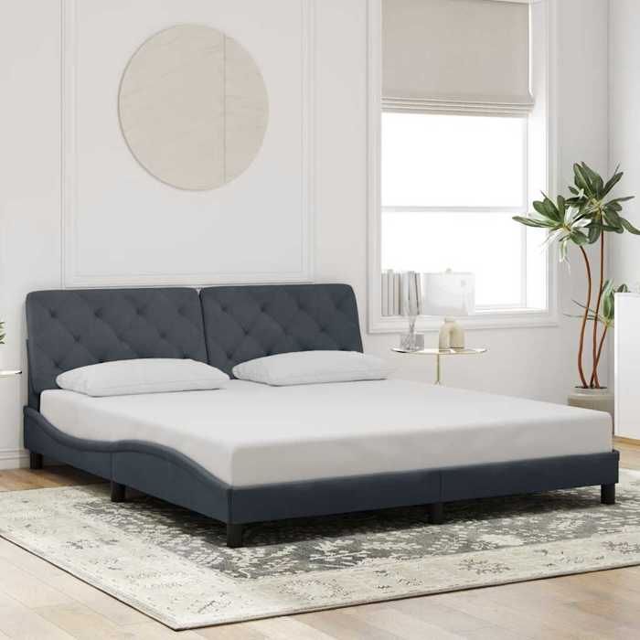 vidaXL Cadre de lit sans matelas gris foncé 180x200 cm velours 3207936