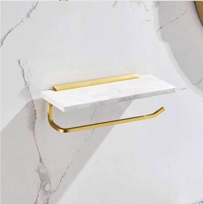 Porte-Serviettes En Marbre Doré Brossé - Support Serviette T Autoportant Salle De Bain