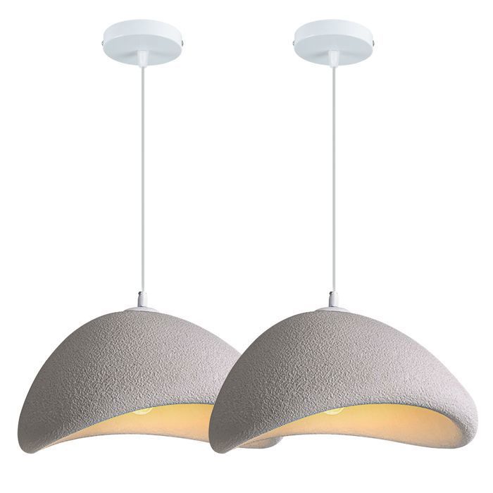 SNOGOLD 2x Suspension Moderne Lampe de Plafonde Abat-jour en Résine Ciment Ø20cm Gris E27 Lustre Industriel Luminaire pour Salon