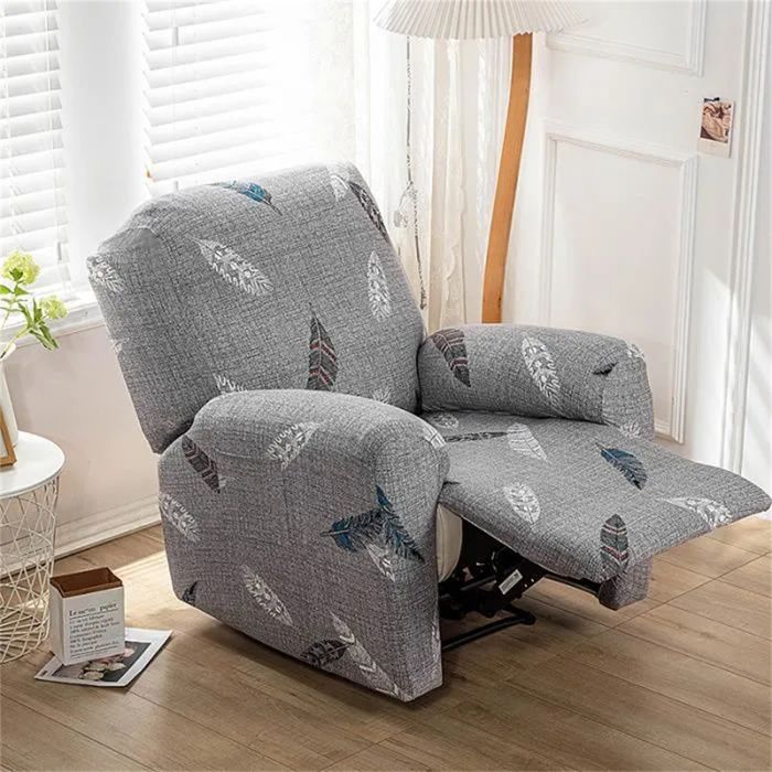 YSTELLAA Housse De Fauteuil 1 Place Grand Étanche, Housse De Fauteuil Relax Doux Antidérapant, Housse Fauteuil Relax Avec Poches, Housse Fauteuil Pour Animaux De Compagnie, Bleu Gris