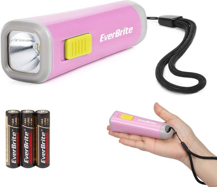 Mini Lampe de Poche LED Enfant (Rose) Lampe Torche Enfant avec Poids Léger (46g) et Lumière Jaune Idéal pour