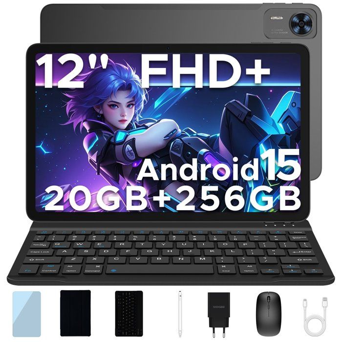 DOOGEE T36 Tablette Tactile Avec clavier et stylet WIFI Dual 4G Android 15 12 FHD+ 20+256GB 8800mAh 13MP Widevine L1 PC- Noir