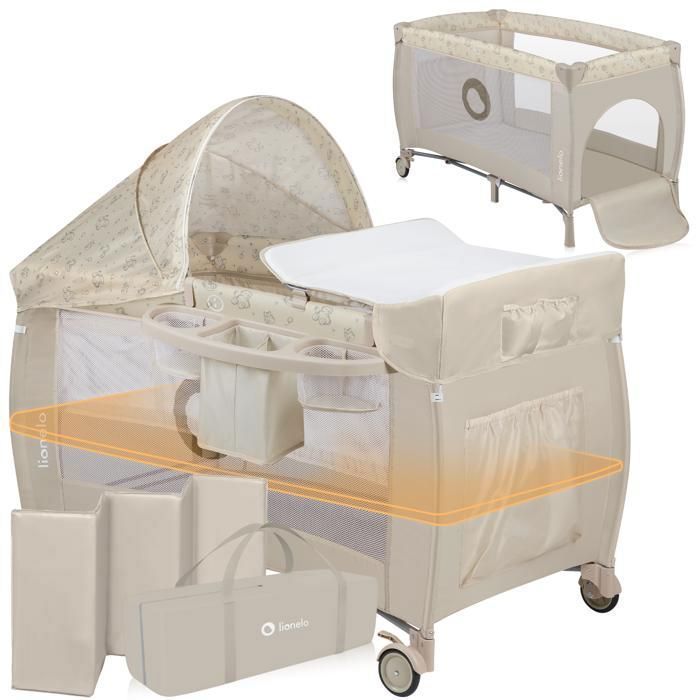 Lit parapluie 3en1 - LIONELO Sven Plus - Parc bébé - Table à langer - Moustiquaire - Matelas - 0-36 mois - Beige Lit parapluie 3en1 - LIONELO Sven Plus - Parc bébé - Table à langer - Moustiquaire - Matelas - 0-36 mois - Beige