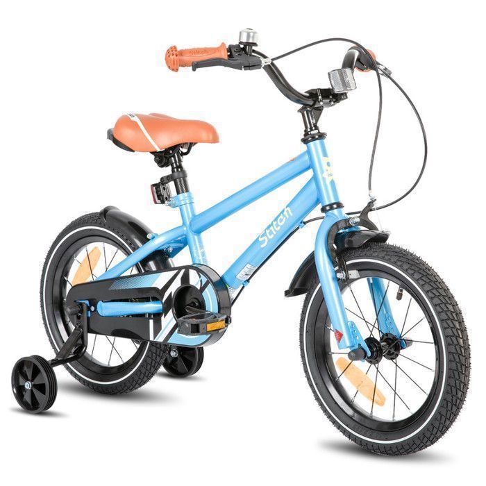 Vélo Enfant JOYSTAR Pluto 16 Pouces - Garçons Et Filles 5-7 Ans - Bleu - Avec Stabilisateurs, Panier Et Bouteille