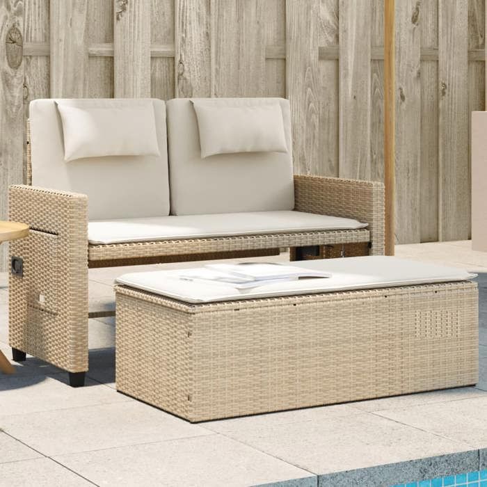 vidaXL Banc de jardin inclinable résine tressée - vue 2