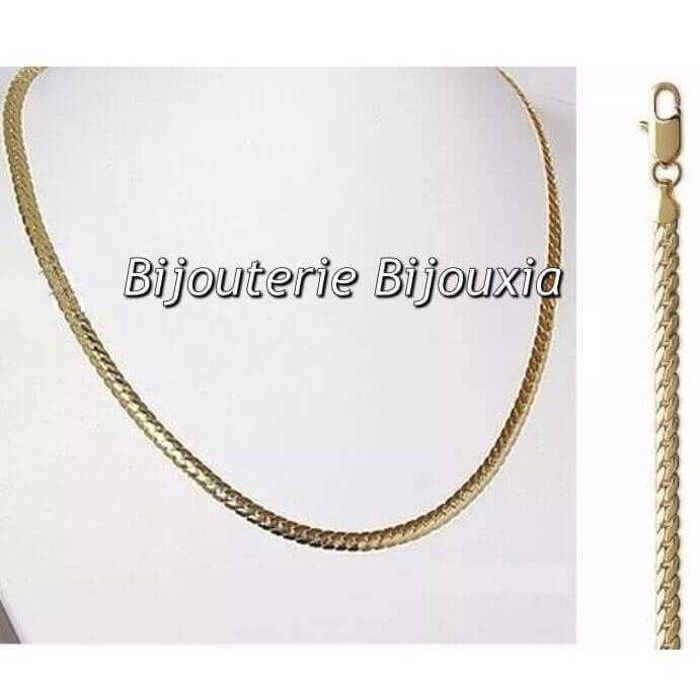 Chaîne de cou - BIJOUXIA - Maille anglaise bombée - Plaqué or 18 Carats - 45 cm - 3 50 mm