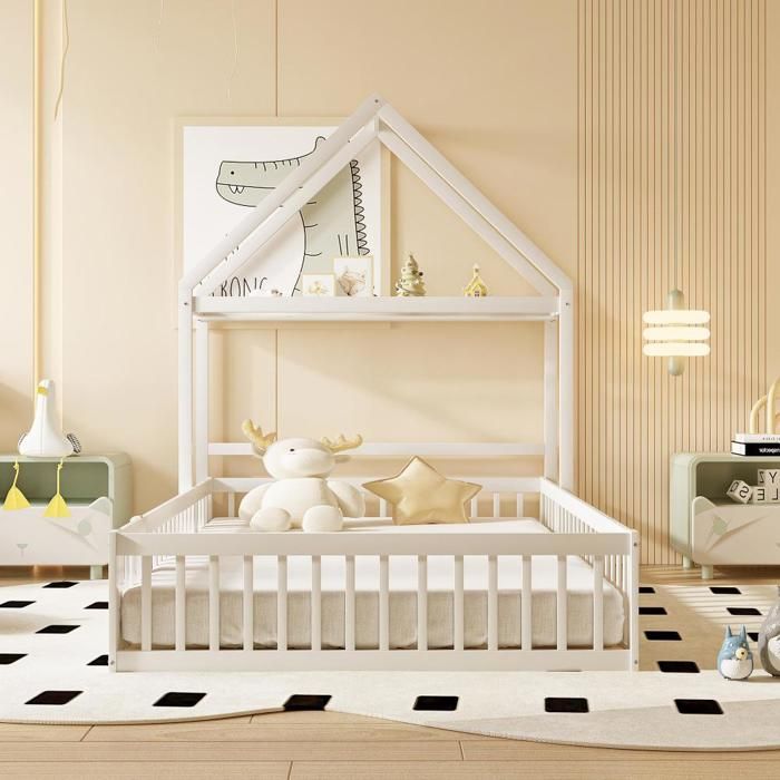 Lit Cabane Enfant Noemi 80x160cm Avec Tiroir Intégré - Bois Massif Pin Naturel VitaliSpa