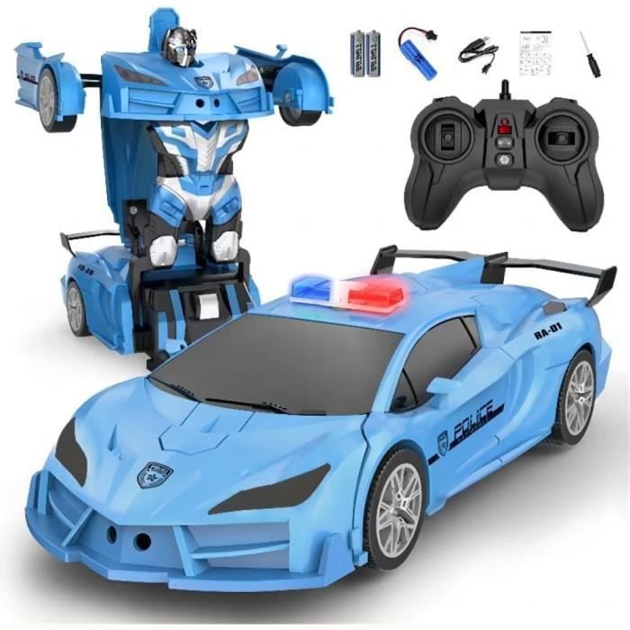 2 en 1 RC Transformateurs Jouet 118 Voiture Robot Transformable Tlcommande 24GHz avec Lumire LED et Drive VEHICULE RADIOCOMMANDE