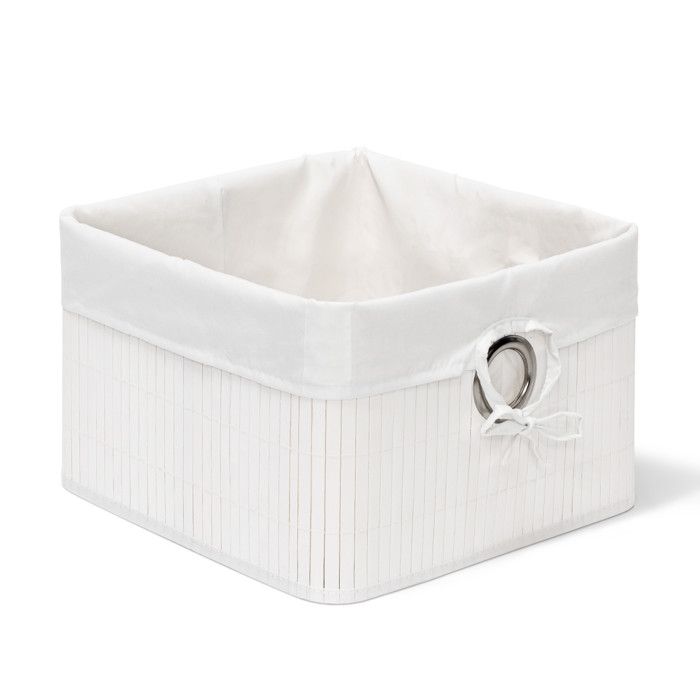 Corbeille lot de 4 Panier de rangement Housse amovible poignée Boîte étagère armoire HxLxP 20 x 31 x 31 cm blanc