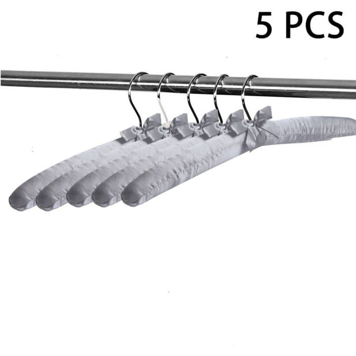 Lot de 5 cintres rembourrs en satin cintres pour pull robe de marie cintres en soie tissu doux sans bosse gris Odipie