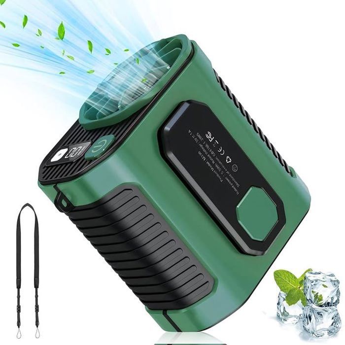 Ventilateur portable rechargeable par USB, 5 vitesses, alimenté par batterie, avec écran LED (bleu foncé) | Leroy Merlin