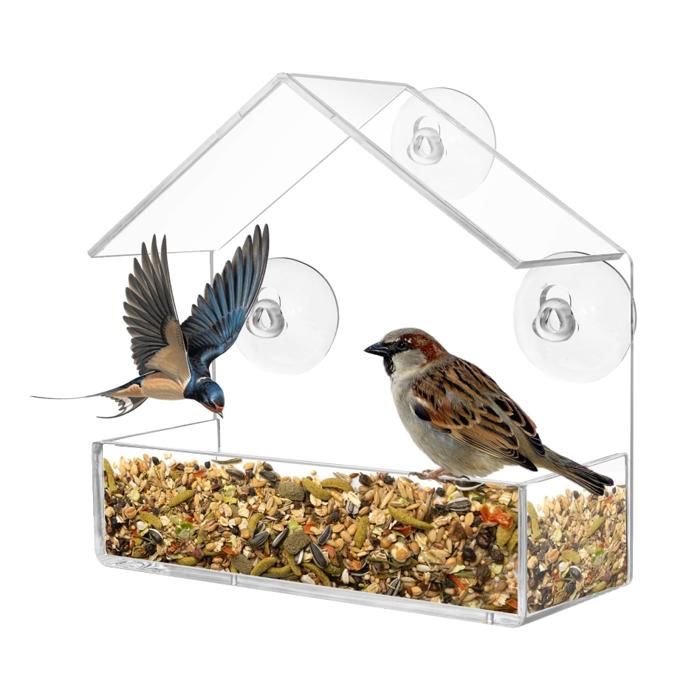 Mangeoires à fenêtre Acrylique Transparent Mangeoire à Oiseaux pour Fenêtres ave Mangeoires à fenêtre Acrylique Transparent Mangeoire à Oiseaux pour Fenêtres ave