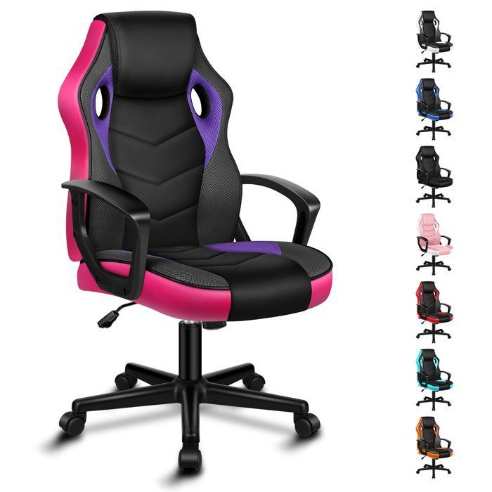 ALFORDSON Mega Chaise de bureau gaming Tissu patchwork en similicuir ergonomique Bureau à roulettes réglable en hauteur - vue 2
