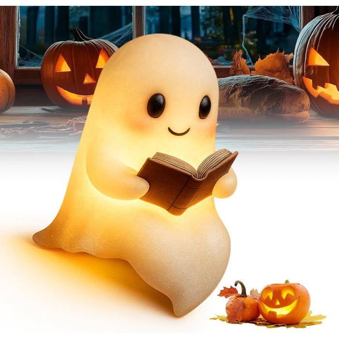 Générique Veilleuse Enfant Halloween Decoration Lampe de Lecture Fantôme Mignonne MuraleVeilleuse Adulte LED 3D (9.5x8.5x14cm)