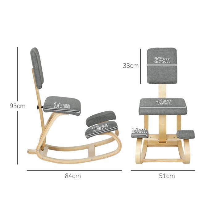Chaise ergonomique au genou chaise de santé crochet au genou pour la maison le bureau la méditation gris