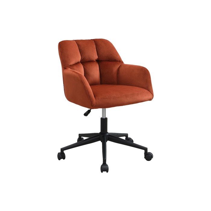 Chaise de bureau - Velours - Terracotta et noir - Hauteur réglable - PEGA