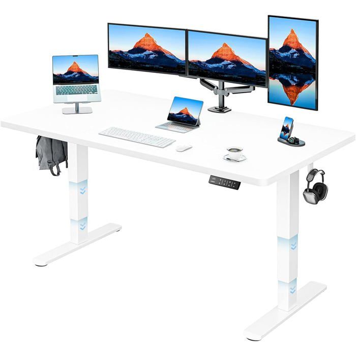 HUANUO Bureau Assis Debout Électrique - Cadre Réglable En Hauteur 100kg Avec Moteur Sans Balais