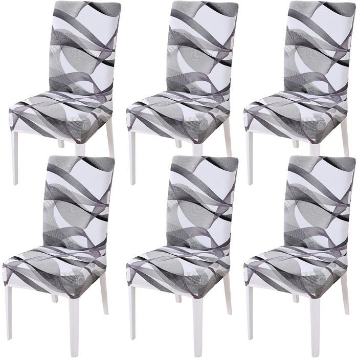 Housse de Chaise de Salle a Manger Housse de Chaise Extensible Couverture de Chaise Haut Decoratives (Long Ribbon 6 pièces)