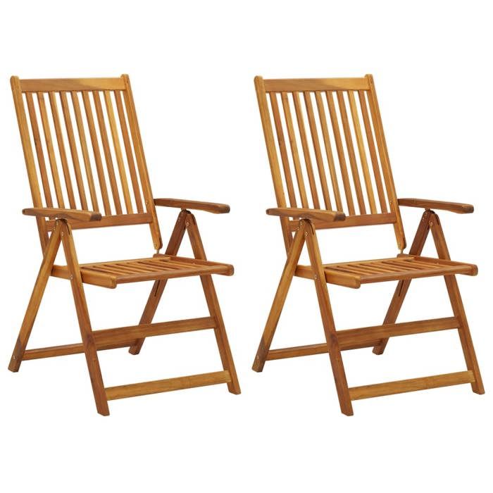 SALE 2026Chaises inclinables de jardin - lot de 2 - Fauteuils de Jardin - et coussins Bois acacia 57x69x111cm 16.25 Kg 4794638