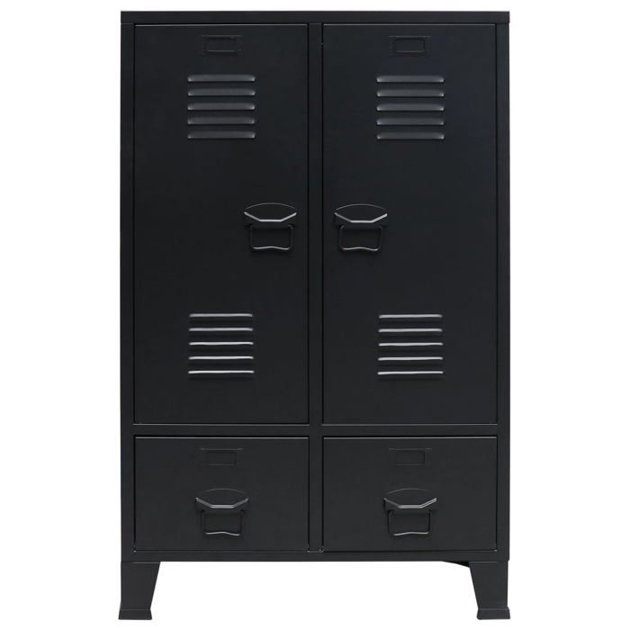 SALE 2026armoire à vêtements Noir - Garde-robe métal de style industriel 67x35x107cm noir 22.55 Kg 695868