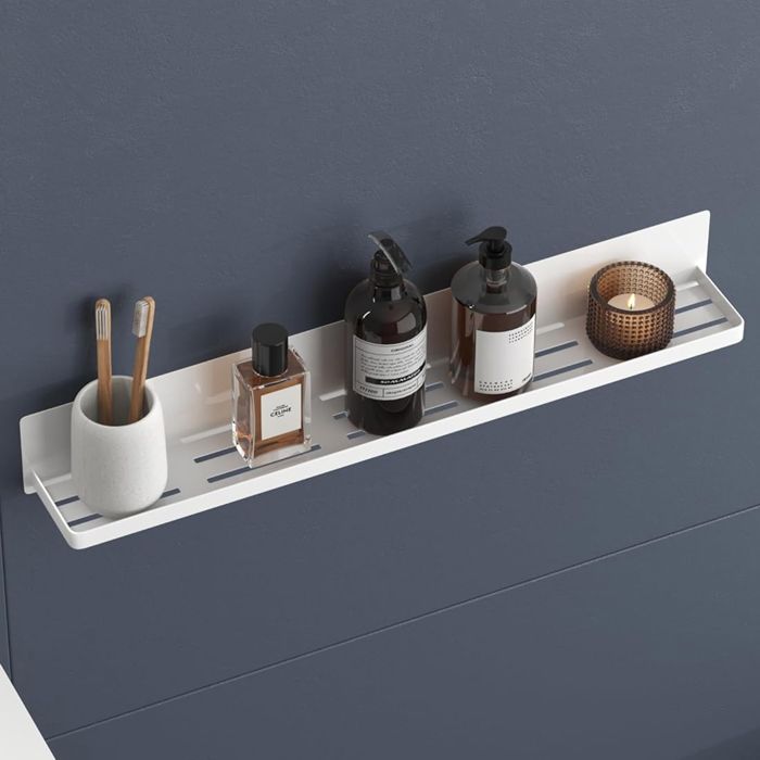 doporro Serviteur de Douche Mural Sans Perçage Magnétique Étagère Douche Blanc Organisateur de Toilettes Salle de Bain Reglo-01